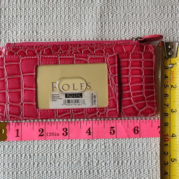 3/$20💗NEW FUCHSIA ROLFS WOMEN FAUX CROC SKIN WALLET - Picture 4 of 4